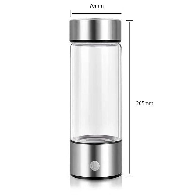 Portable Hydrogen-Rich Alkaline Water Generator Bottle (Portable) – Rechargeable Hydrogen Water Maker with BPA-Free Borosilicate Glass for Wellness, Hydration & Recovery