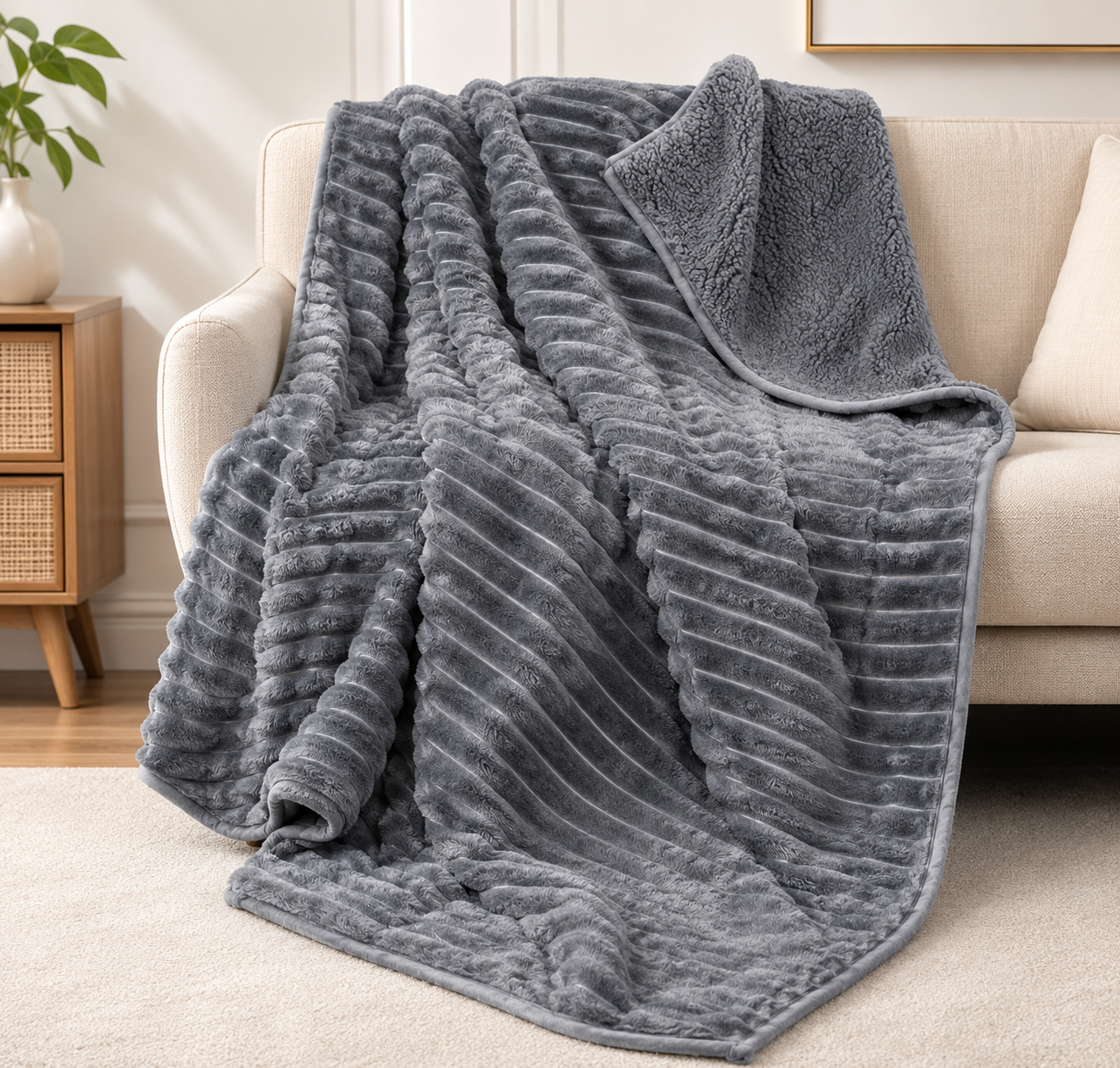 Weighted Blanket for Adults – 15 lb Sherpa Heavy Blanket for Better Sleep, Stress Relief & Relaxation