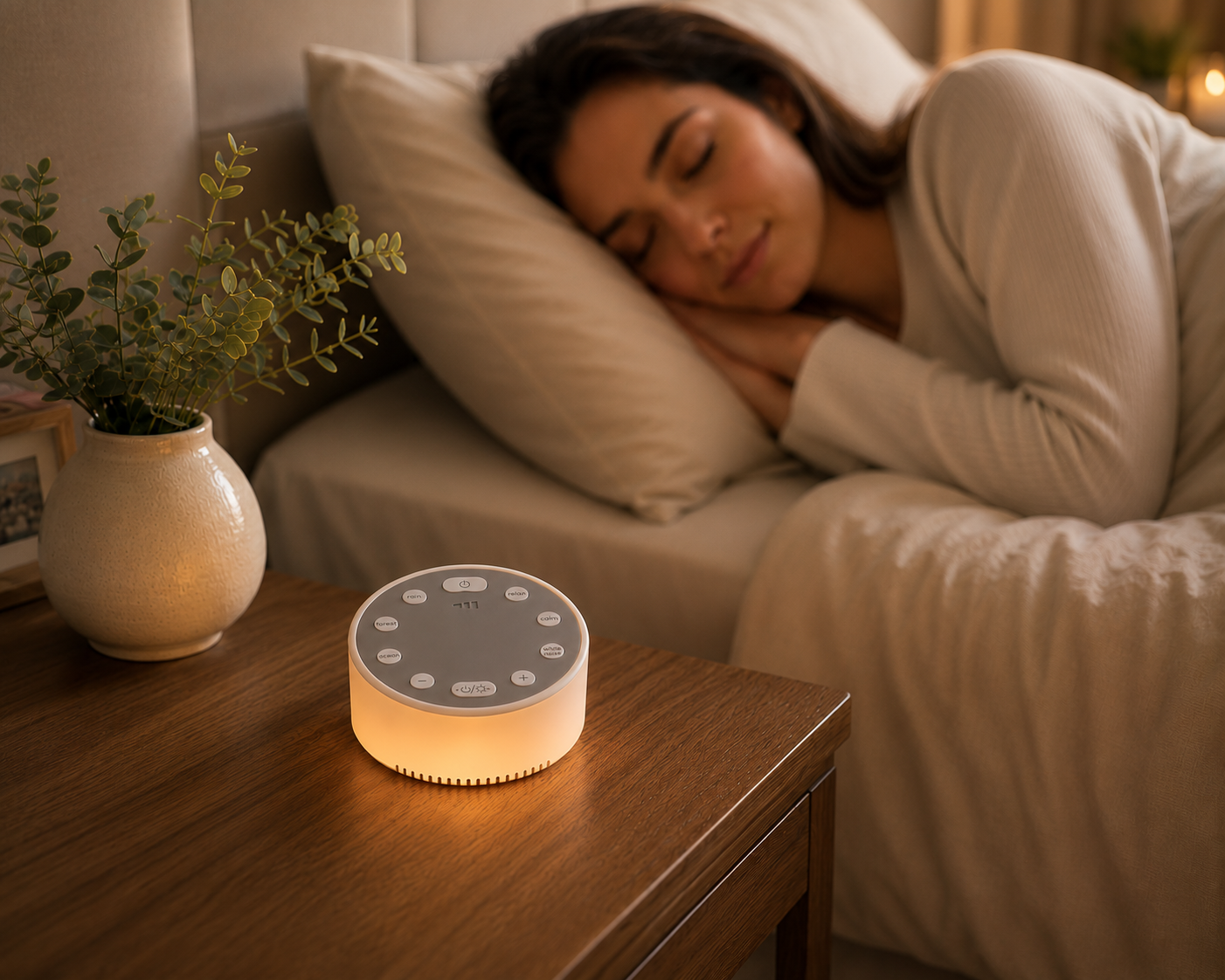 Portable White Noise Machine for Sleep - USB-C Rechargeable Sound Machine to Mask Snoring with Night Light, Timer for Baby Nursery & Travel