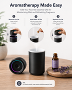 Portable Cool Mist Humidifier & Essential Oil Diffuser for Bedroom, Office, & Car with Night Light, Ultra-Quiet Mist & USB Rechargeable