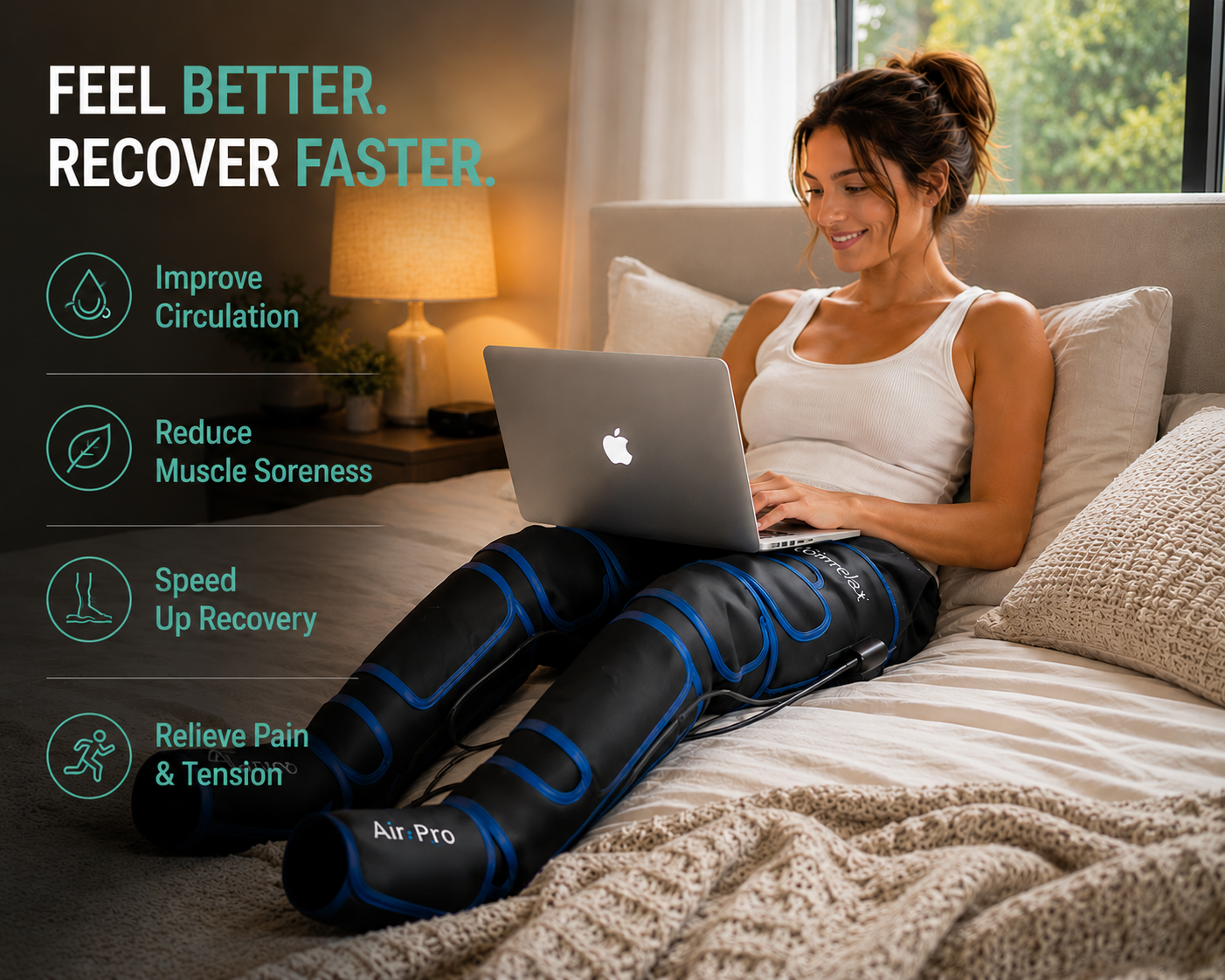 Leg Compression Massager with Cold Therapy for Circulation, Muscle Recovery & Pain Relief