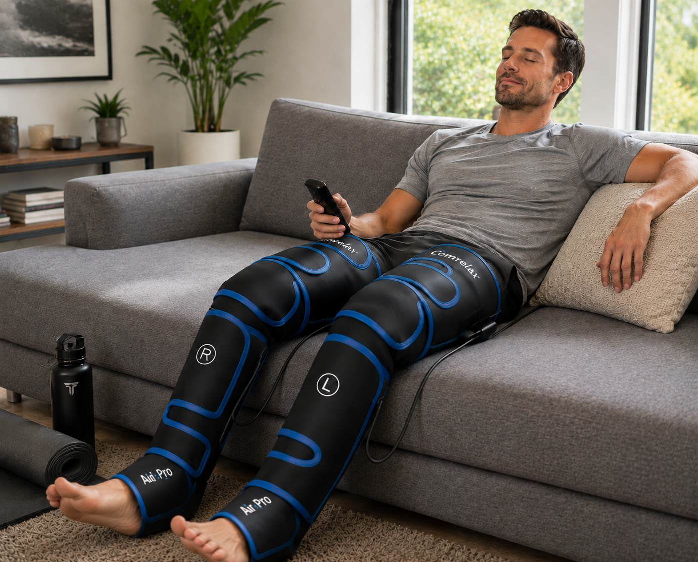 Leg Compression Massager with Cold Therapy for Circulation, Muscle Recovery & Pain Relief