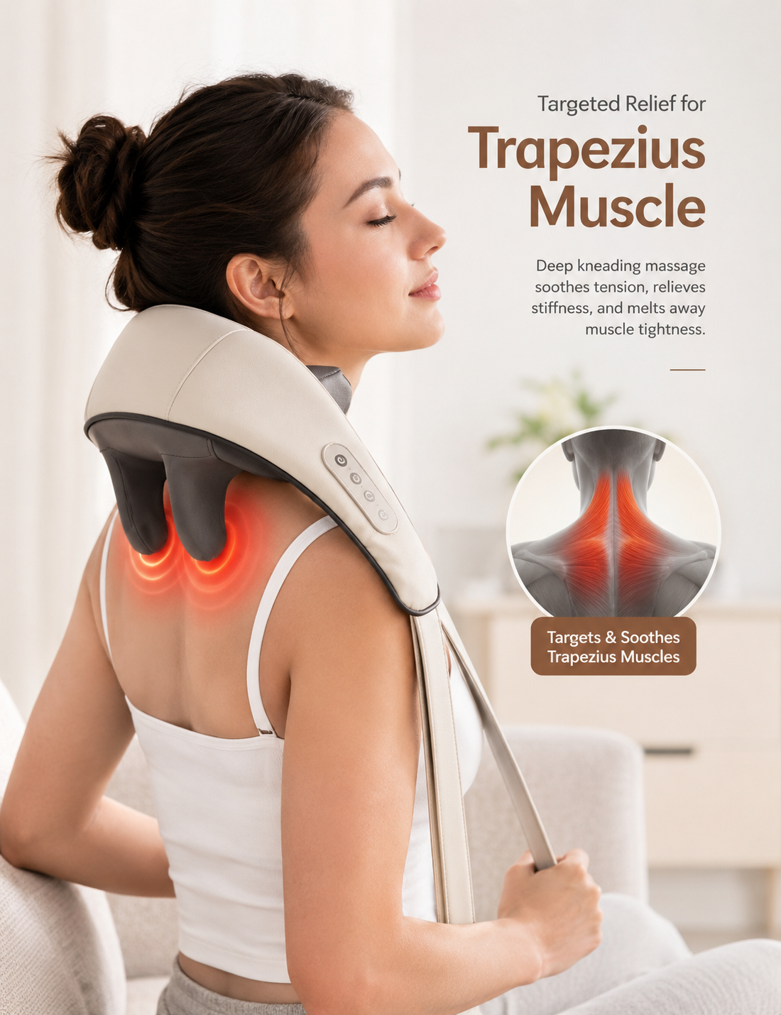 Heated Neck & Back Massager – Deep Tissue Massage with Heat Therapy for Neck, Shoulder & Back Pain Relief & Muscle Recovery
