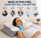 Cervical Neck Pain Relief Memory Foam Pillow – Ergonomic Orthopedic Contour Pillow for Side, Back & Stomach Sleepers with Cooling Cover