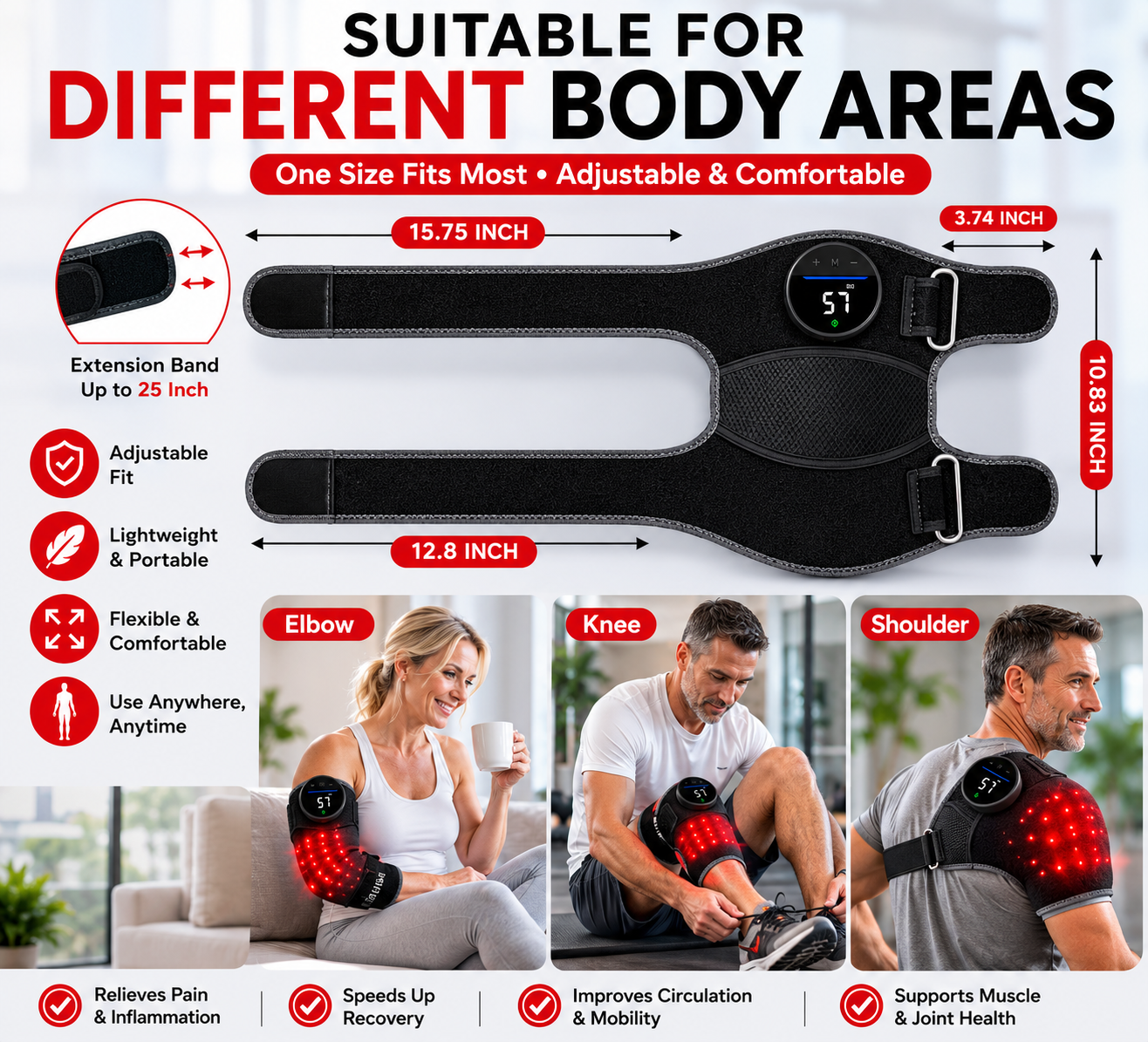 Red Light Therapy Knee Brace with Heat & Vibration