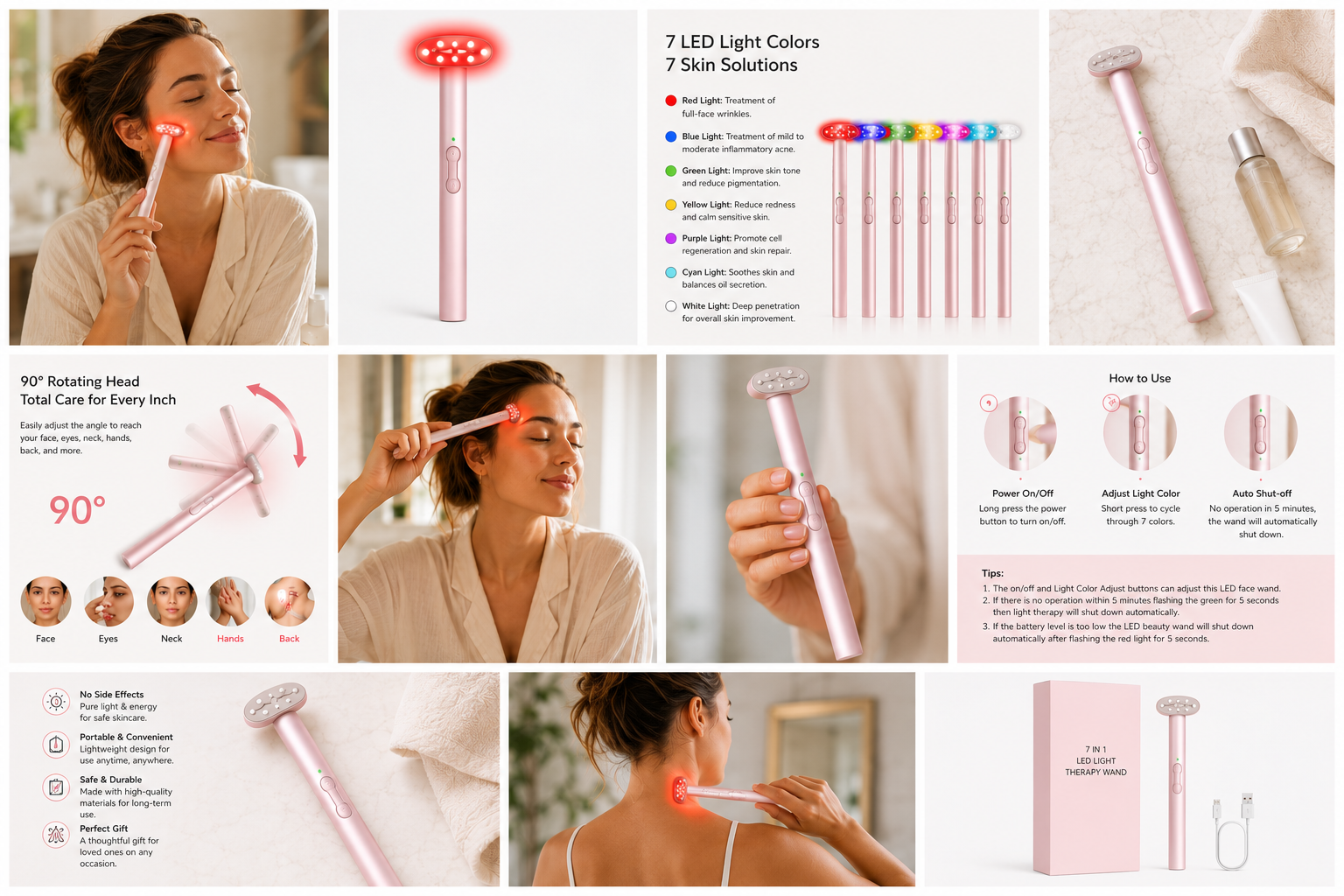 Red Light Therapy Wand – Red Light Therapy Face & Neck Wand for Anti-Aging, Acne Treatment, Skin Rejuvenation & Wrinkle Reduction