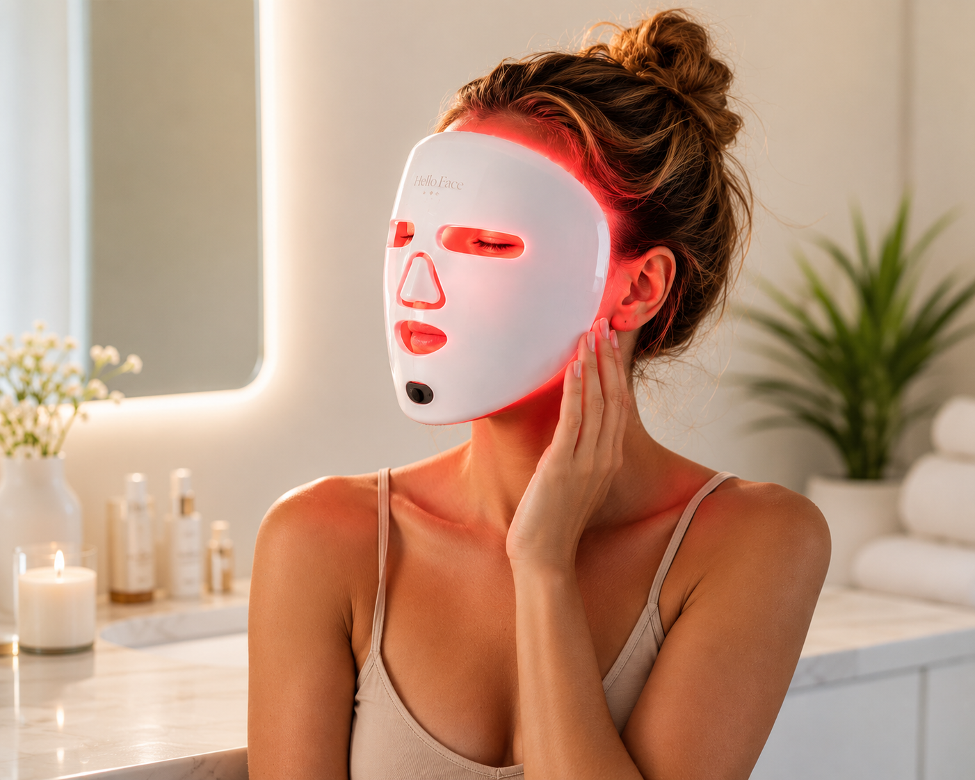 Red Light Therapy Face Mask – Near Infrared Light Therapy for Anti-Aging, Acne Treatment & Skin Rejuvenation  – Cordless Rechargeable At-Home Skincare Device